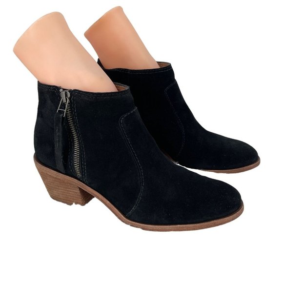Madewell The Janice Ankle Boots Black Suede All Leather 2” Heel Women 8.5 - Picture 2 of 9